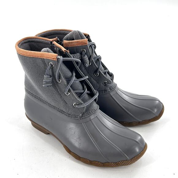 Sperry Saltwater Duck Boot 7 NWOT Gray Wool Rain Ankle Comfort Womens - Picture 4 of 8
